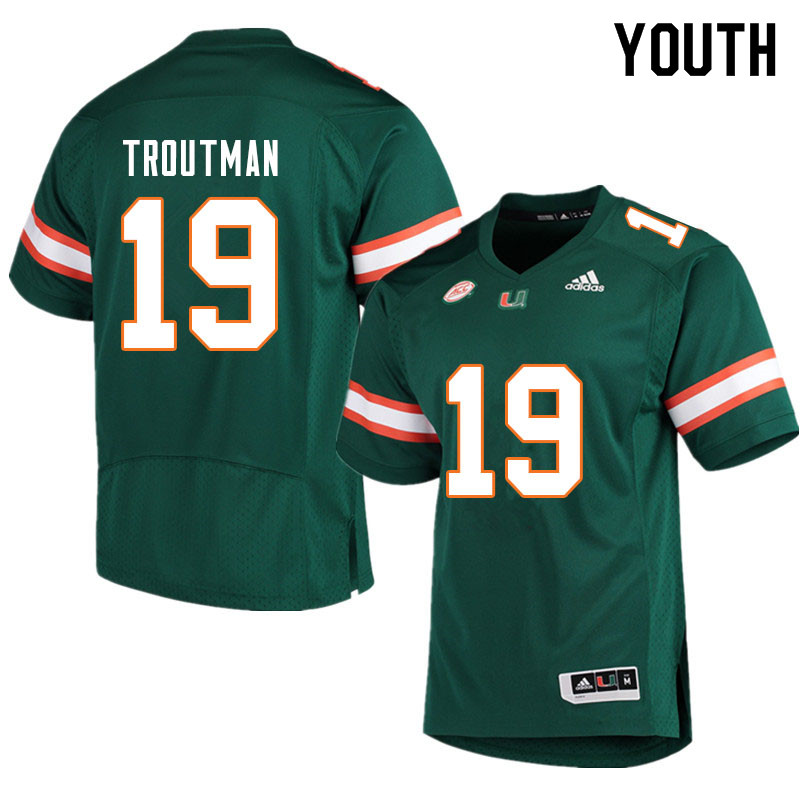 Youth #19 Deshawn Troutman Miami Hurricanes College Football Jerseys Sale-Green - Click Image to Close